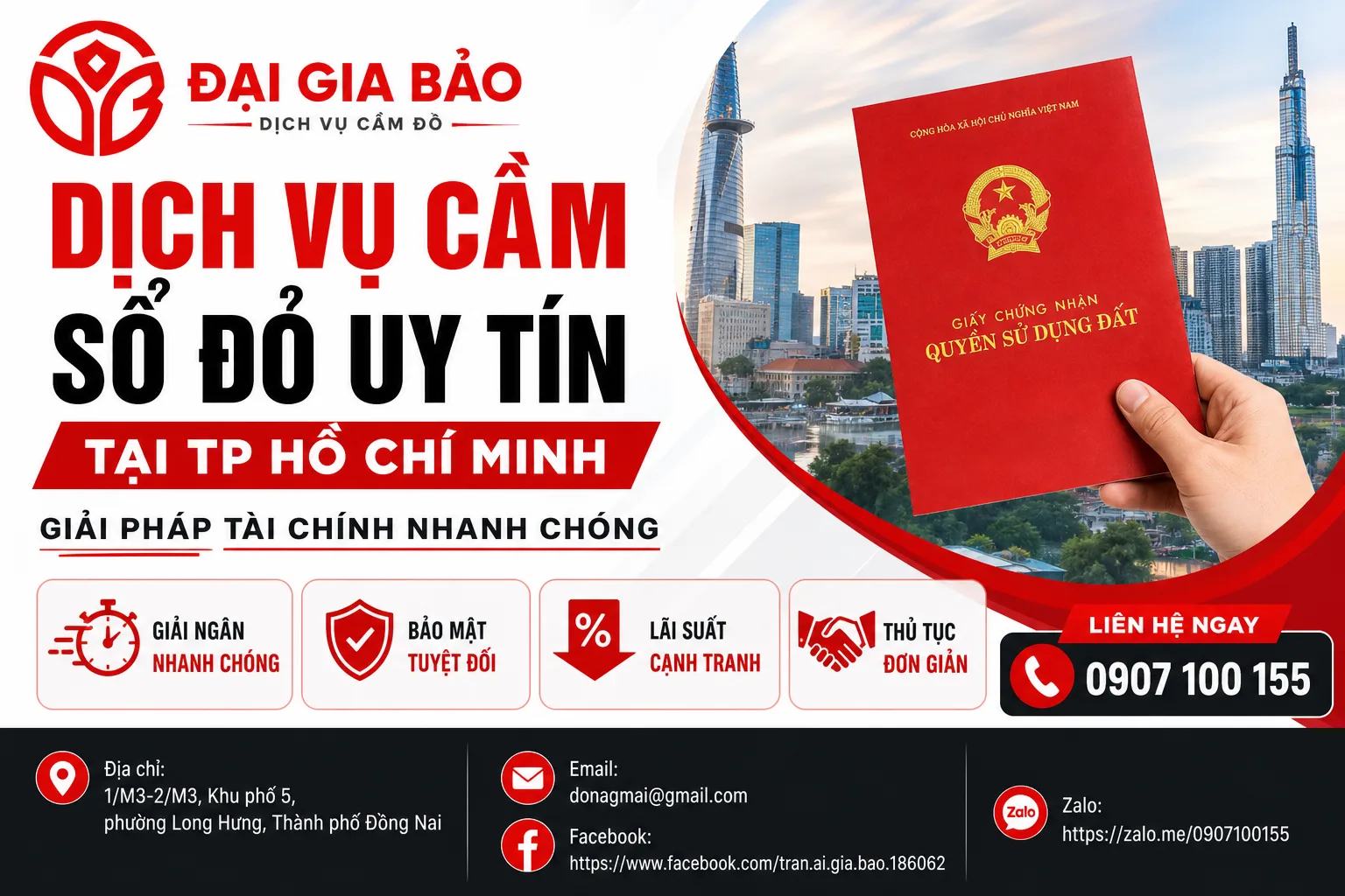 Dịch vụ cầm sổ đỏ uy tín tại TP Hồ Chí Minh: Giải pháp tài chính nhanh chóng