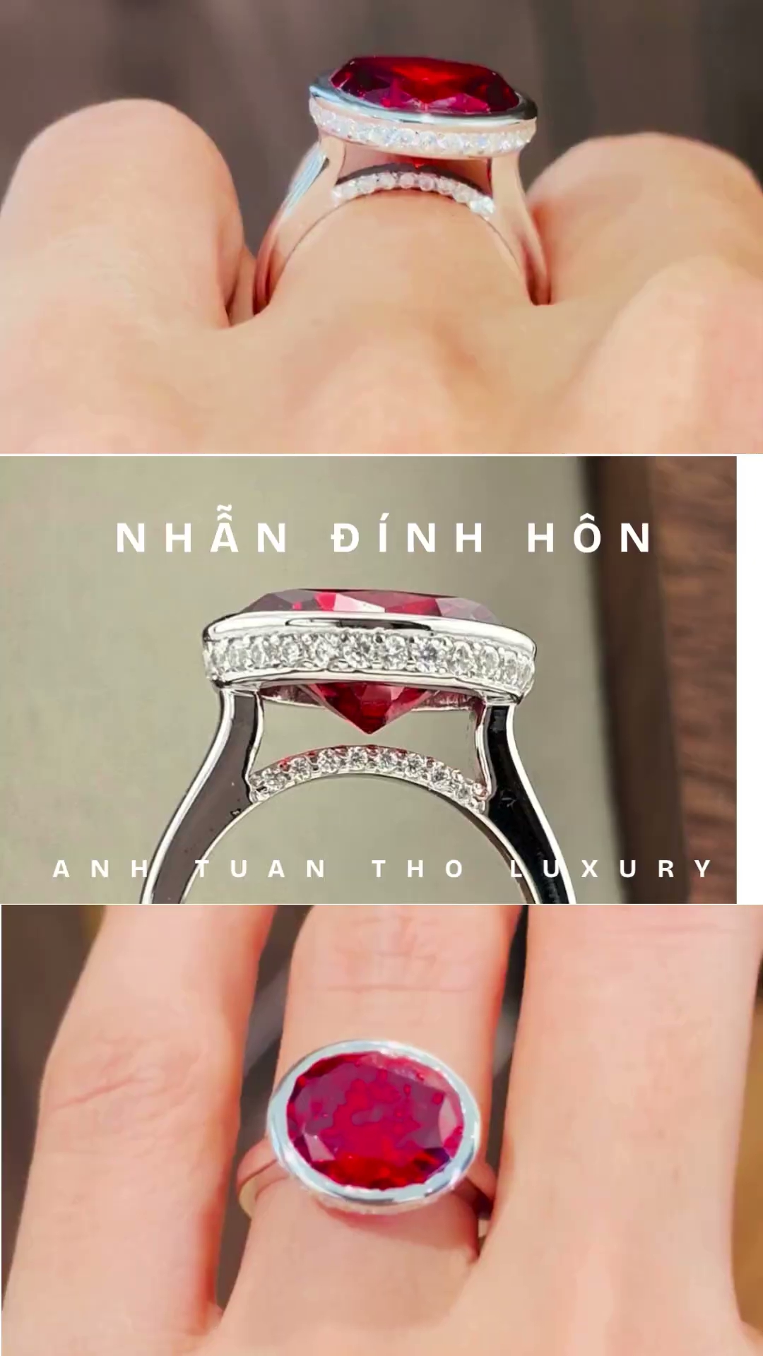 Nhẫn Đính Hôn Garnet Oval M017