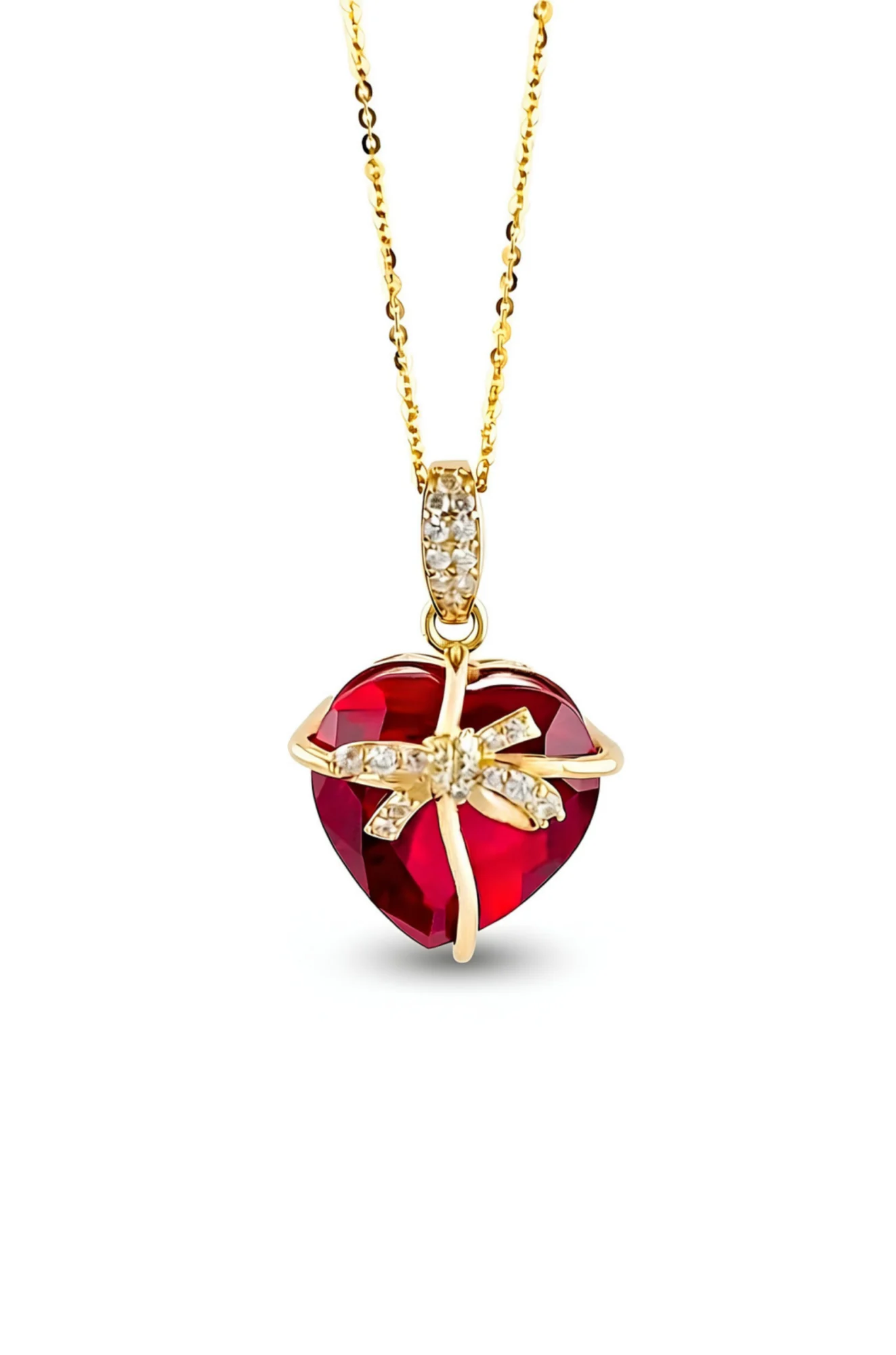 Dây chuyền Trái Tim Đá Ruby - Mẫu 1