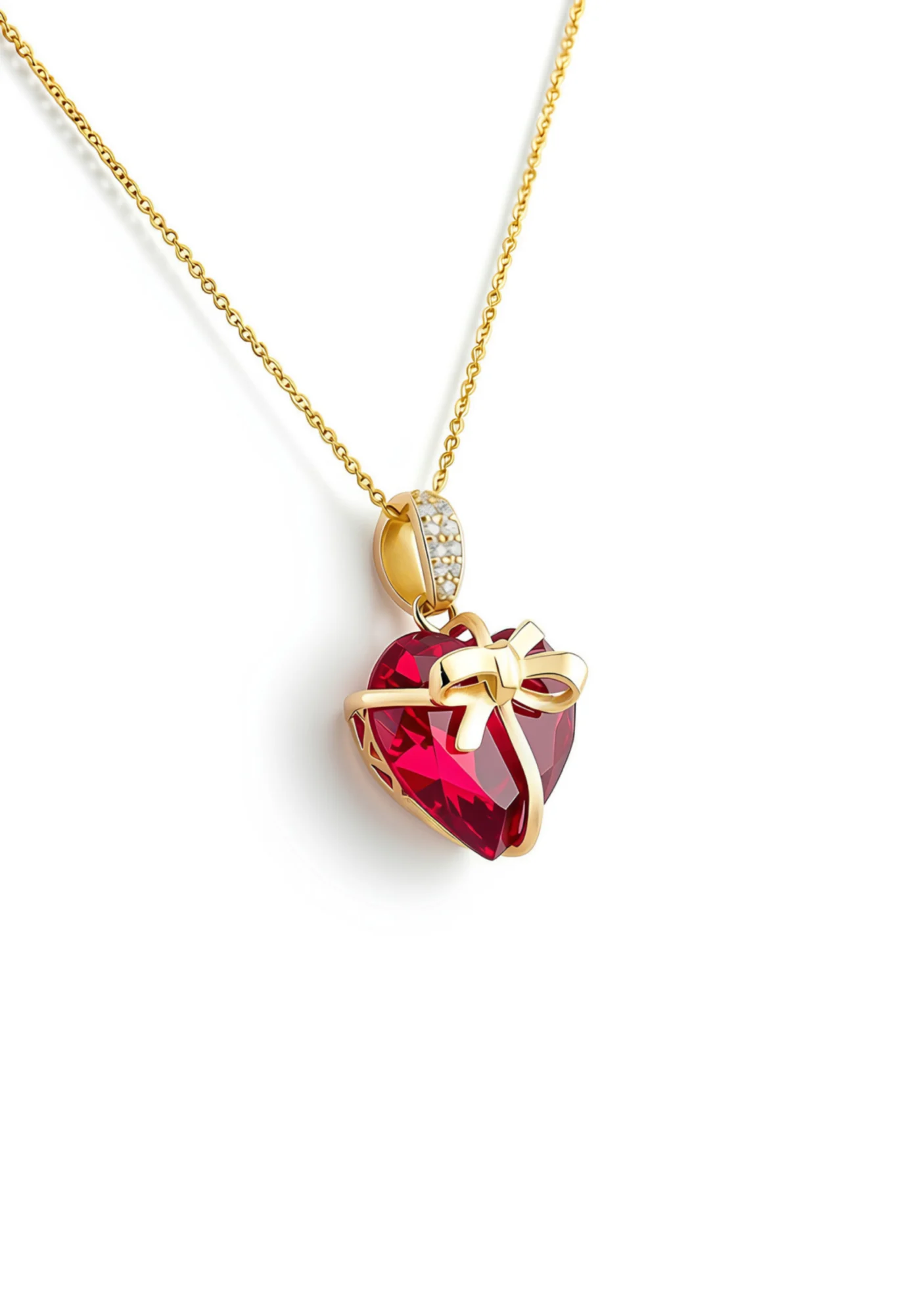 Dây chuyền Trái Tim Đá Ruby - Mẫu 2